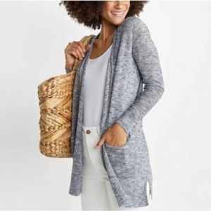 Marine Layer Nantucket Marled Open Front Heathered Gray Cardigan